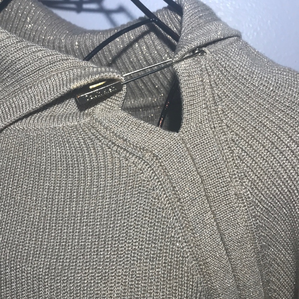 Calvin Klein Metallic FoldOver Collar Sweater-dress - Picture 5 of 9